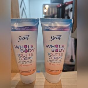 2 Secret Whole Body Peach Scent Deodorant Cream. For Pits,Privates & More. 85g